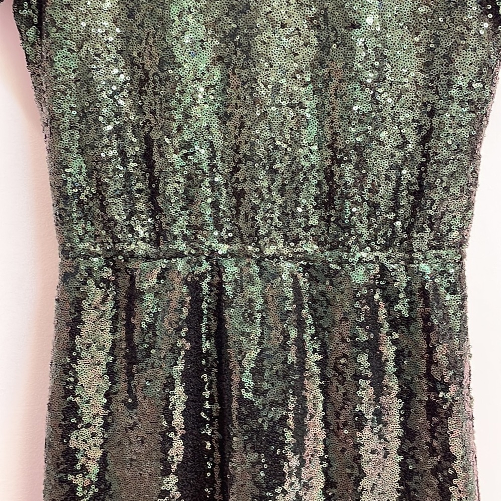 Lucy Paris Green Sequin Mini Dress Elastic Waist - Picture 15 of 16